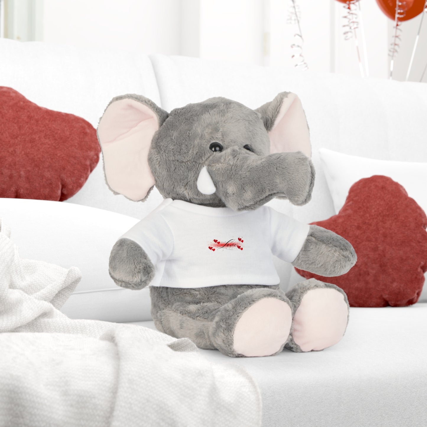 Romantic Love: Plush Elephant Toy with Customizable T-Shirt - Perfect Gift for Kids and Celebrations